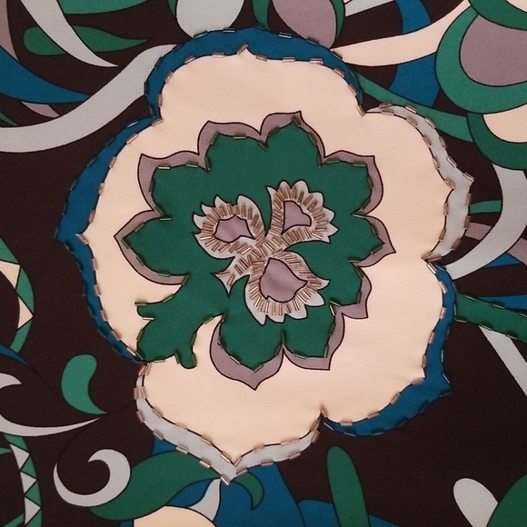 New York & Company Black/Teal/Green Printed Skirt - Picture 5 of 7